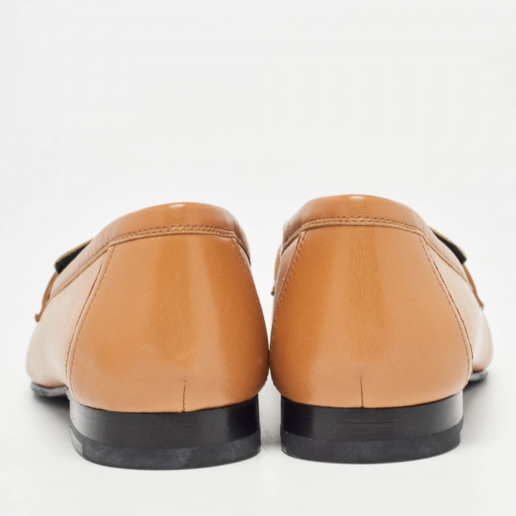 Pre Owned Hermes Brown Leather Paris Loafers  Size 40