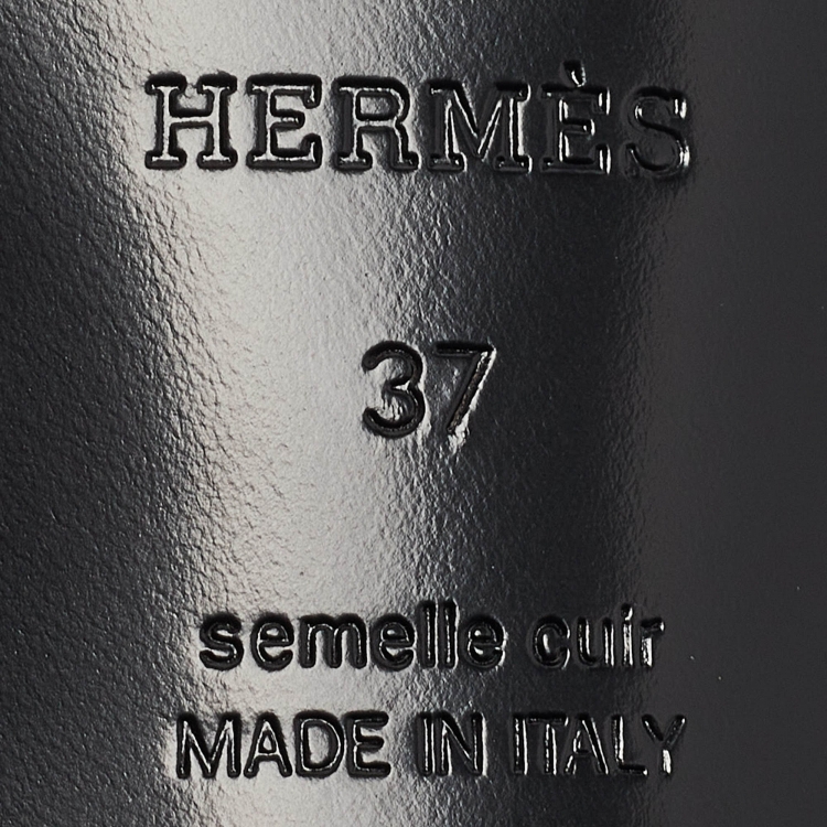 Pre Owned Hermes Navy Blue Denim Gwladys Slide Sandals Size 37