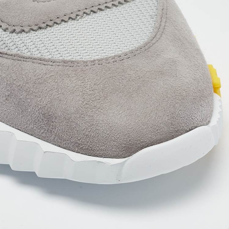 Pre Owned Hermes Grey Mesh and Suede Bouncing Sneakers Size 38