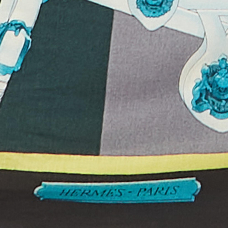 Pre Owned Hermes Multicolor Cashmere and Silk Harnais De Cour Scarf