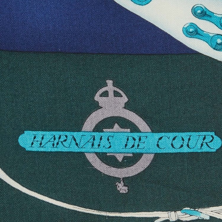 Pre Owned Hermes Multicolor Cashmere and Silk Harnais De Cour Scarf
