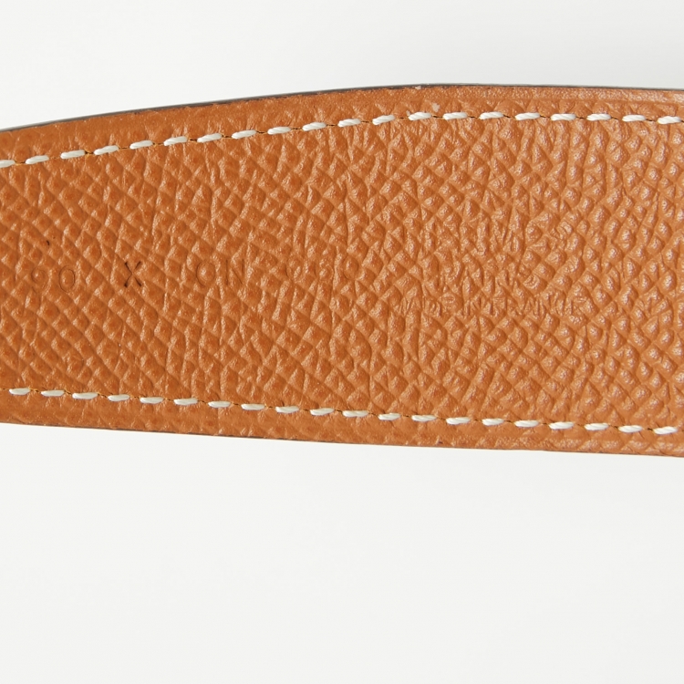 Pre Owned Hermes Black/Gold Epsom and Swift Leather H Buckle Reversible Belt 90CM