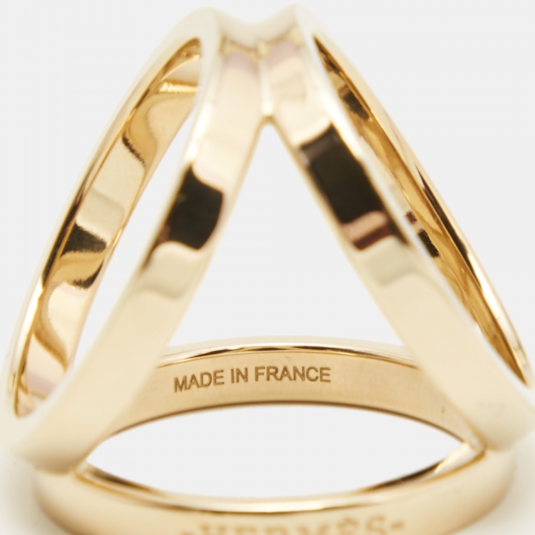 Pre Owned Hermes Trio Gold Tone Scarf Ring