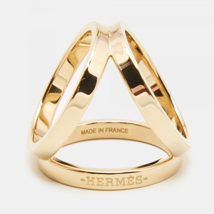Pre Owned Hermes Trio Gold Tone Scarf Ring