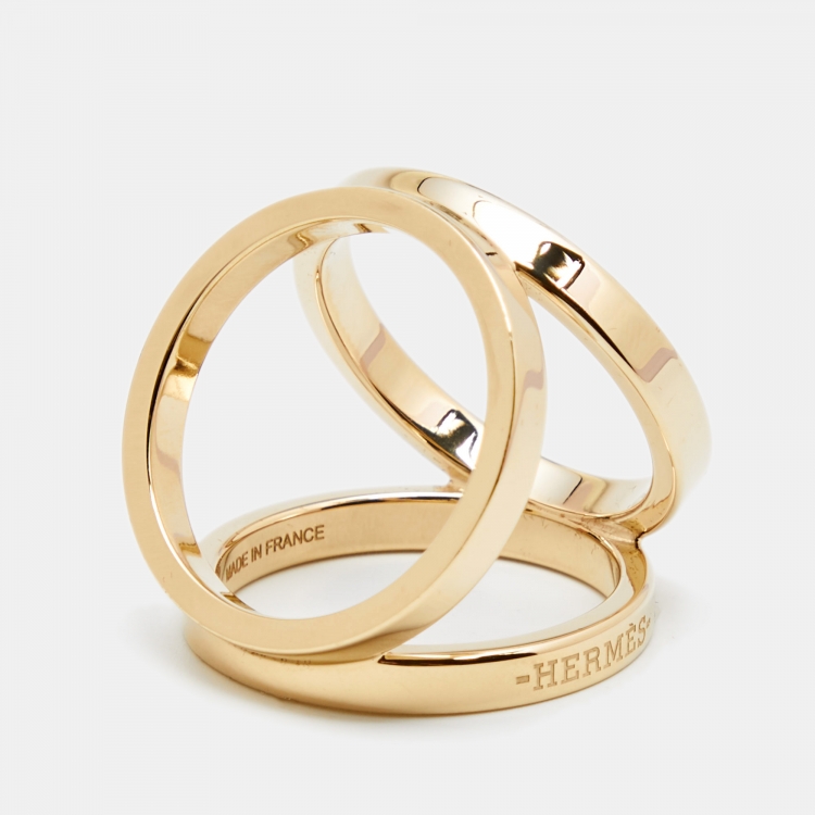 Pre Owned Hermes Trio Gold Tone Scarf Ring