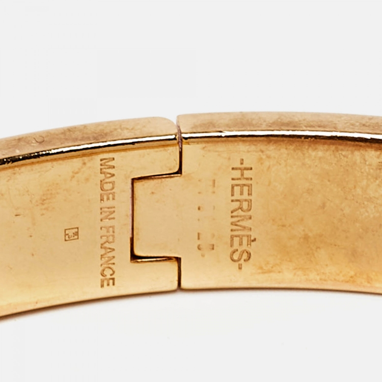 Pre Owned Hermes Clic H Enamel Gold Plated Bracelet