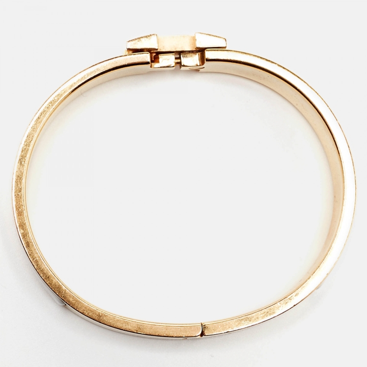 Pre Owned Hermes Clic H Enamel Gold Plated Bracelet