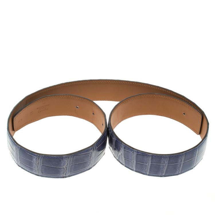 Pre Owned Hermes Lilac Porosus Crocodile Leather Belt Strap 85cm