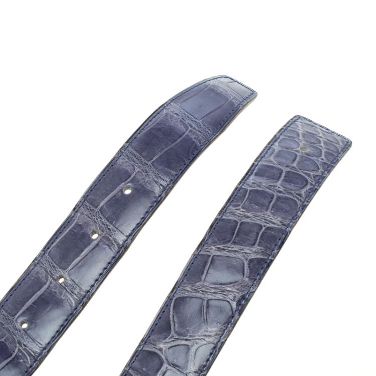 Pre Owned Hermes Lilac Porosus Crocodile Leather Belt Strap 85cm