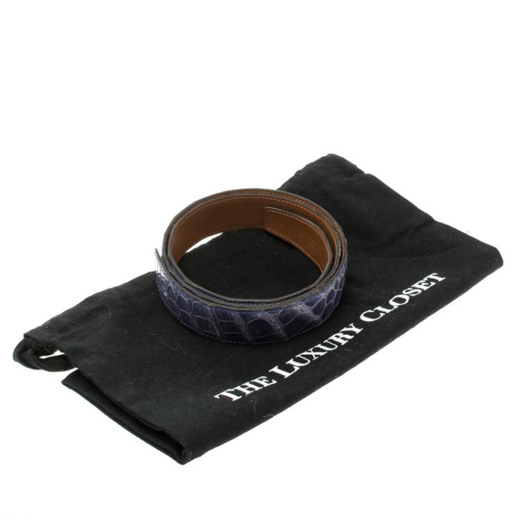 Pre Owned Hermes Lilac Porosus Crocodile Leather Belt Strap 85cm