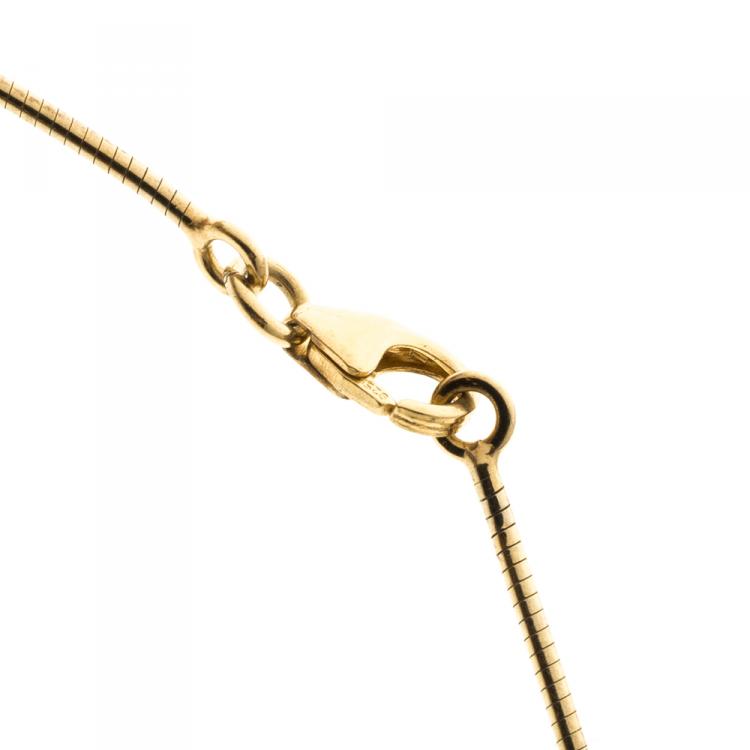 Pre Owned Hermes Pop H Blue Lacquer Gold Plated Pendant Necklace 