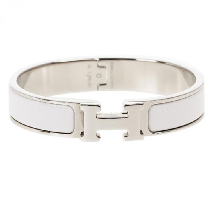 hermes silver h bracelet