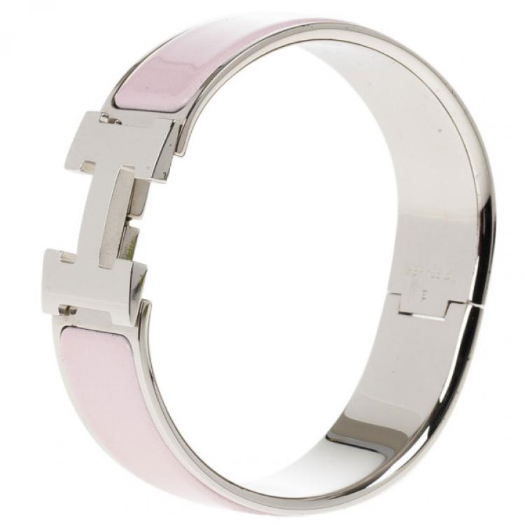 Hermes Wide Clic Clac H Bracelet (Khaki/Palladium Plated) - GM