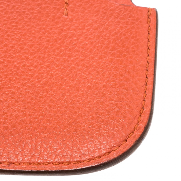 Pre Owned Hermes Sanguine Orange Leather Phone Case
