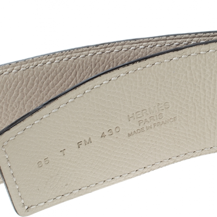 Pre Owned Hermes Bordeaux/Off White Epsom Leather Reversible Constance Belt 85cm