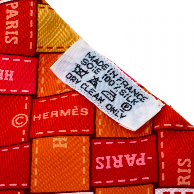 Pre Owned Hermes Bolduc Multicolor Checked Silk Twilly