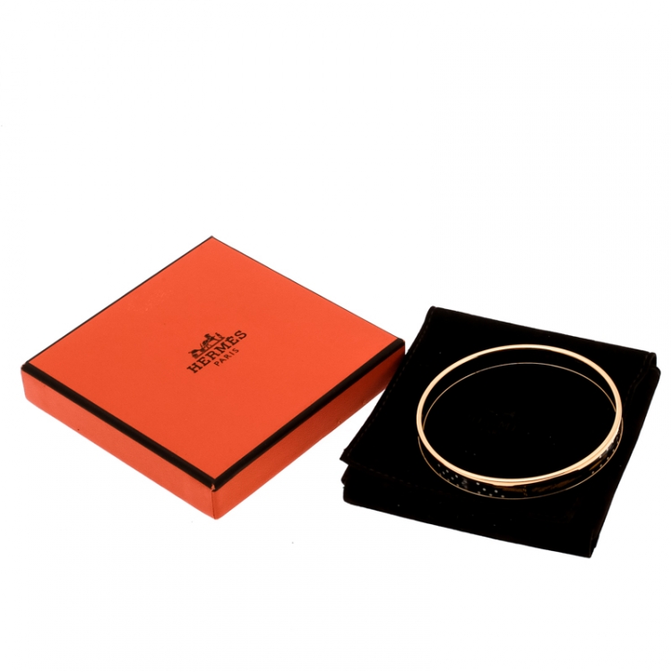 Pre Owned Hermes Multicolor Printed Enamel Gold Plated Narrow Bangle Bracelet