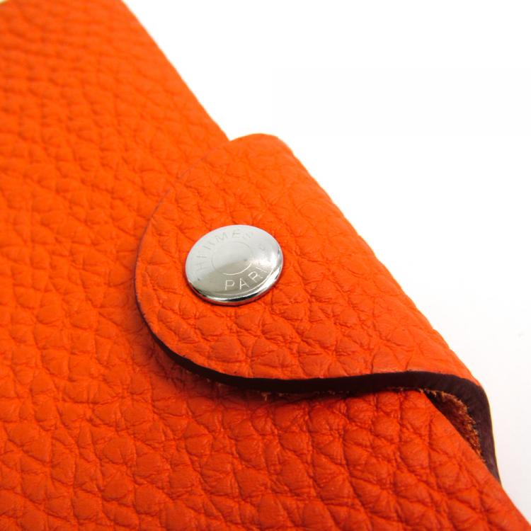 Pre Owned Hermes Orange Taurillon Clemence Leather Mini Ulysse Notebook Cover