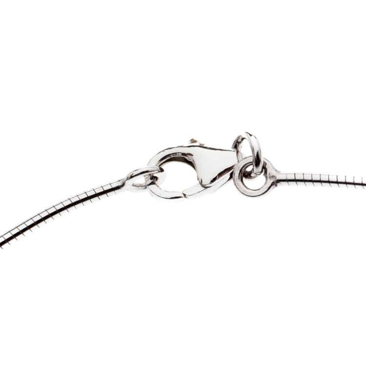 Pre Owned Hermes Cage d'H Pink Lacquer Palladium Plated Pendant Necklace