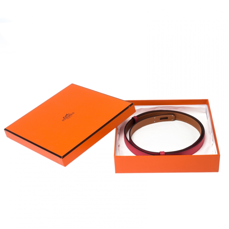 Pre Owned Hermes Rose Shocking Epsom Leather Kelly Belt 