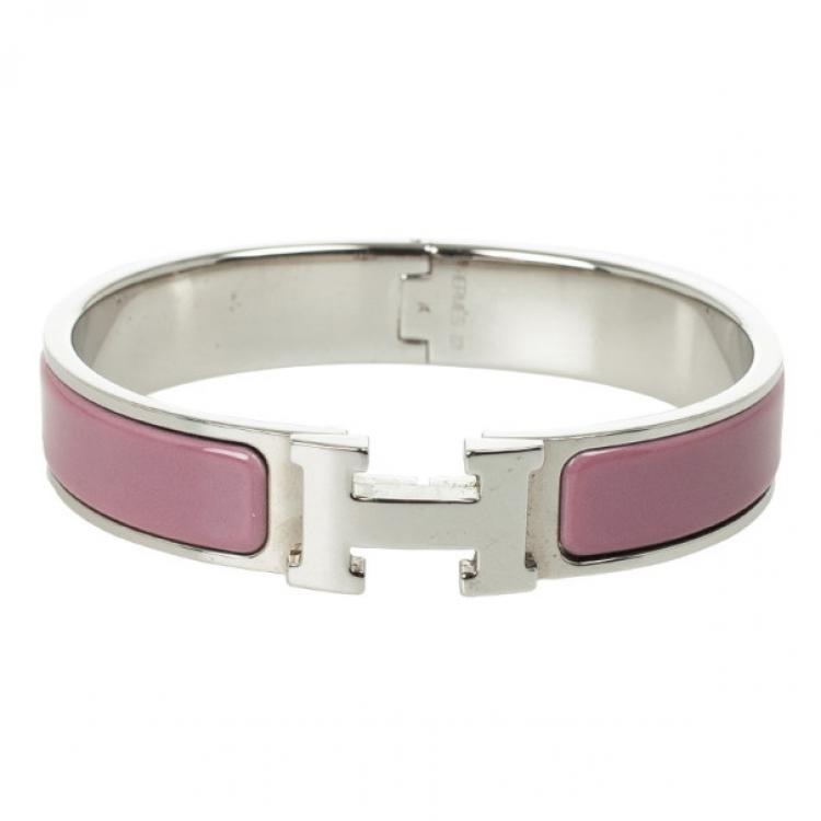 hermes pink enamel bracelet