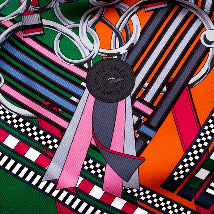 Pre Owned Hermes Multicolor Printed Brides Et Gris Gris Silk Scarf