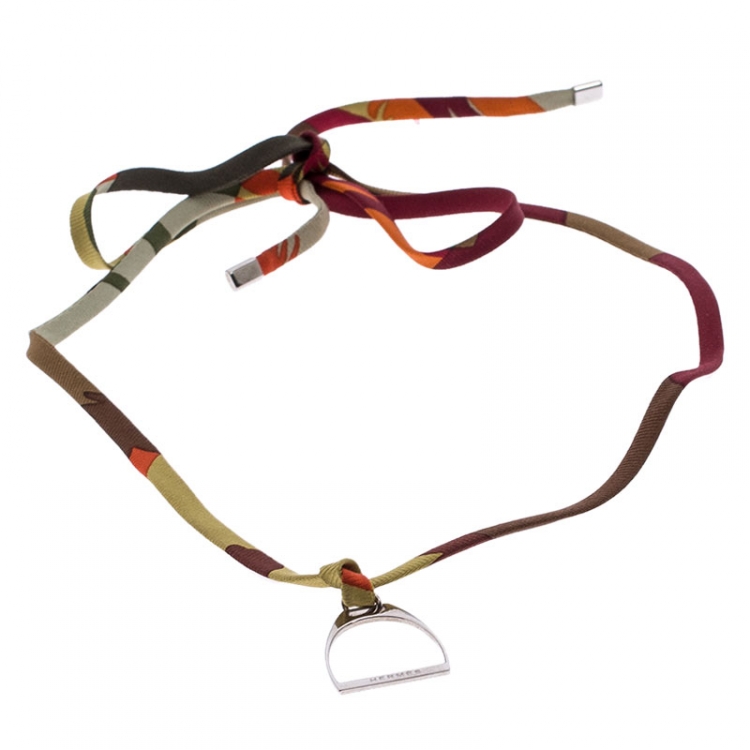 Pre Owned Hermes Multicolor Tourbillon de Couleurs Stirrup Charm Silk Bracelet