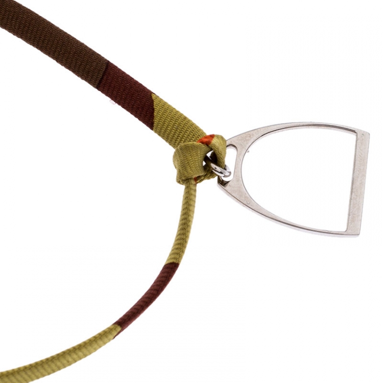 Pre Owned Hermes Multicolor Tourbillon de Couleurs Stirrup Charm Silk Bracelet