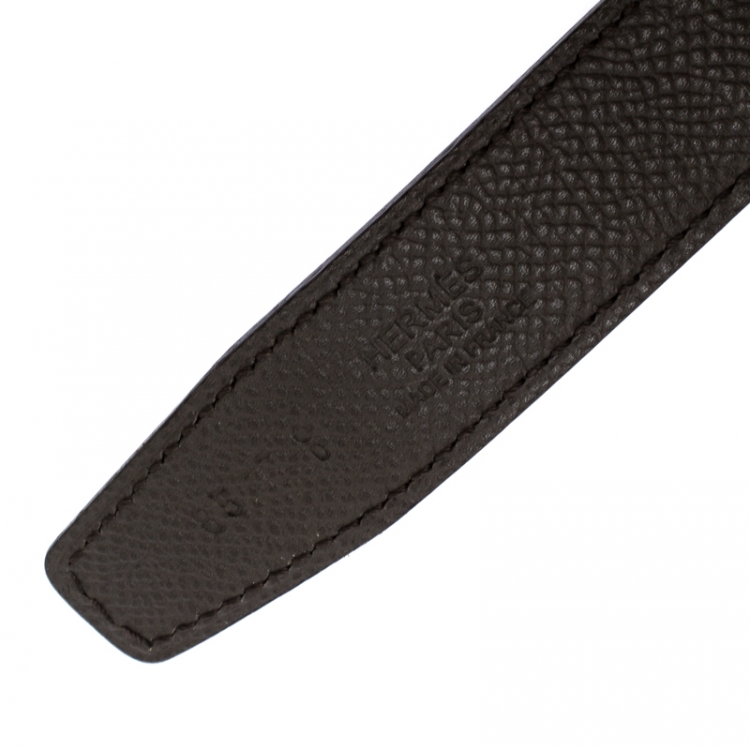 Pre Owned Hermes Grey Leather H Logo Constance Reversible Belt 85 CM