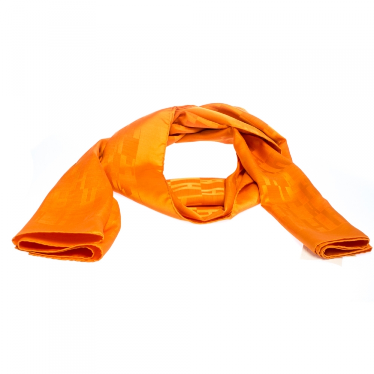 Hermes Orange Grand H Faconnee Jacquard Silk Blend Scarf Hermes | The  Luxury Closet