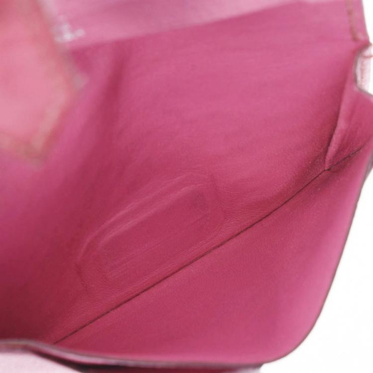 مملوكة مسبقًا Hermes Pink Ostrich Leather Bearn Card Holder