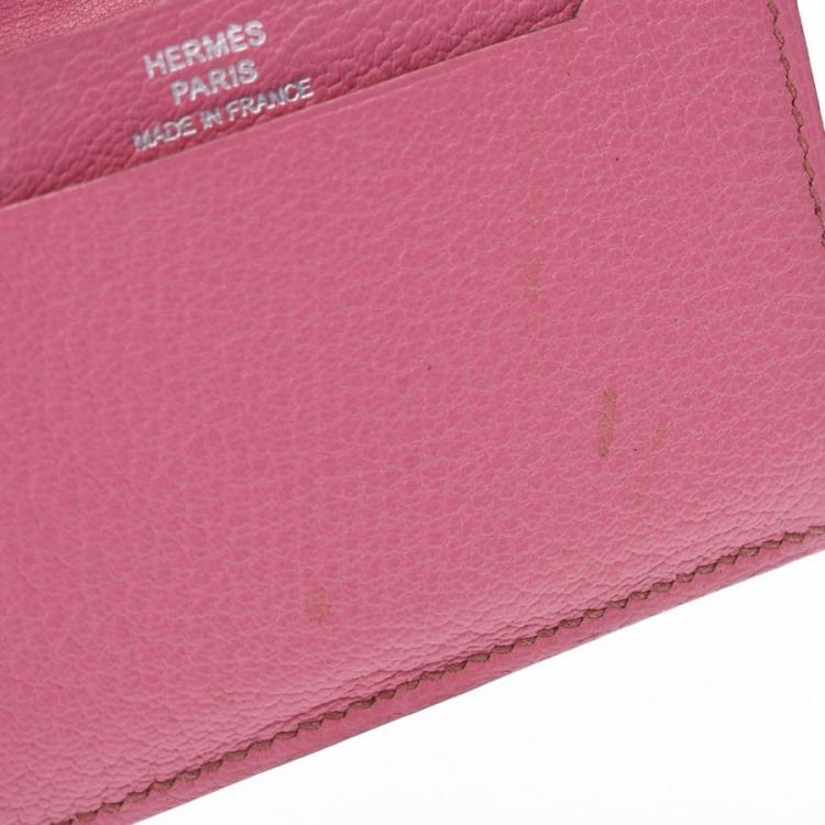 مملوكة مسبقًا Hermes Pink Ostrich Leather Bearn Card Holder