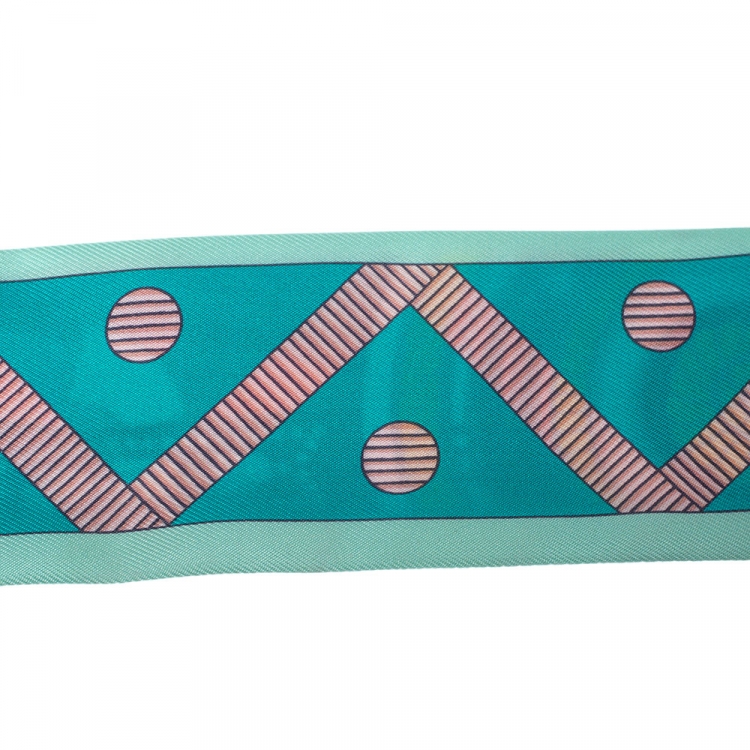 Pre Owned Hermès Vert/Rose Poudre Balade en Berline Twilly Scarf