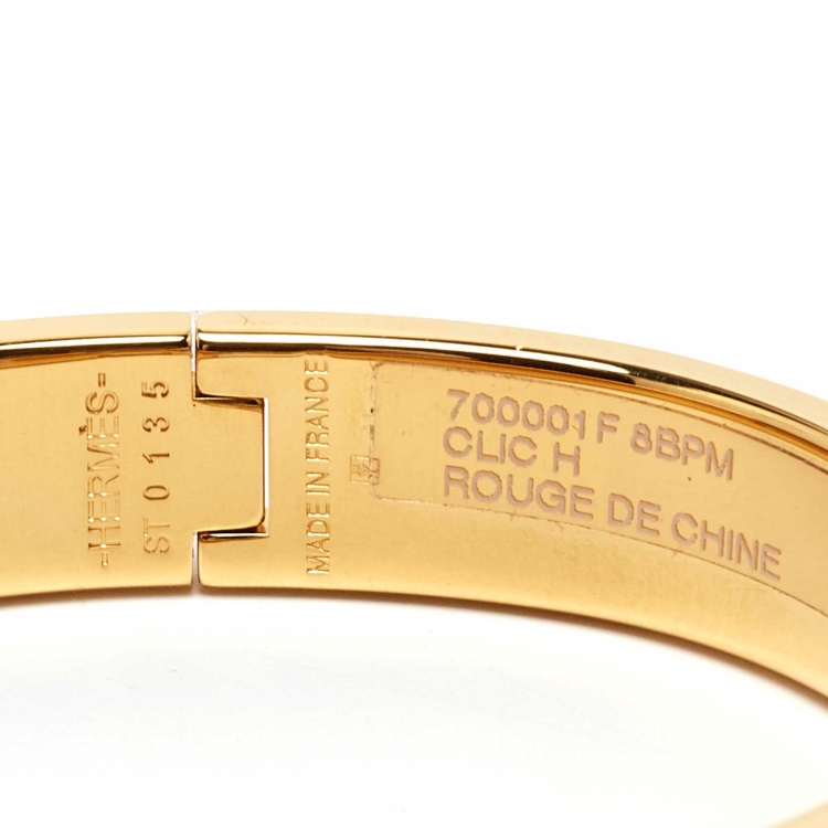 Pre Owned Hermes Clic H Enamel Gold Plated Bracelet