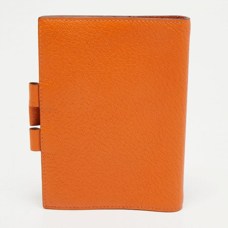 Pre Owned Hermès Orange Chevre Mysore Leather Vision GM Agenda Cover