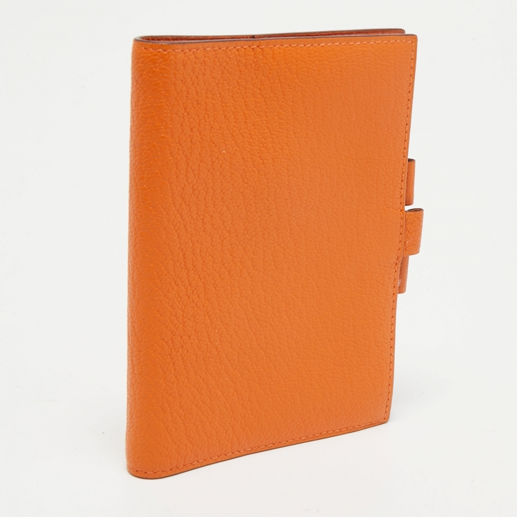 Pre Owned Hermès Orange Chevre Mysore Leather Vision GM Agenda Cover
