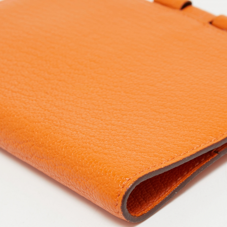 Pre Owned Hermès Orange Chevre Mysore Leather Vision GM Agenda Cover