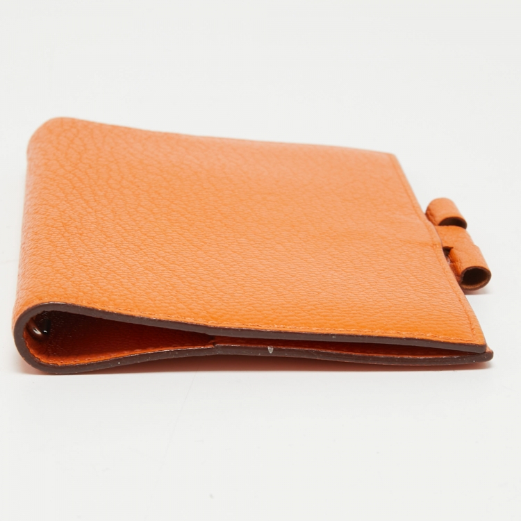 Pre Owned Hermès Orange Chevre Mysore Leather Vision GM Agenda Cover