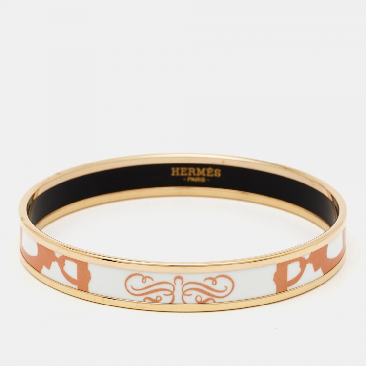 Pre Owned Hermes Brides De Gala Enamel Gold Tone Bangle Bracelet