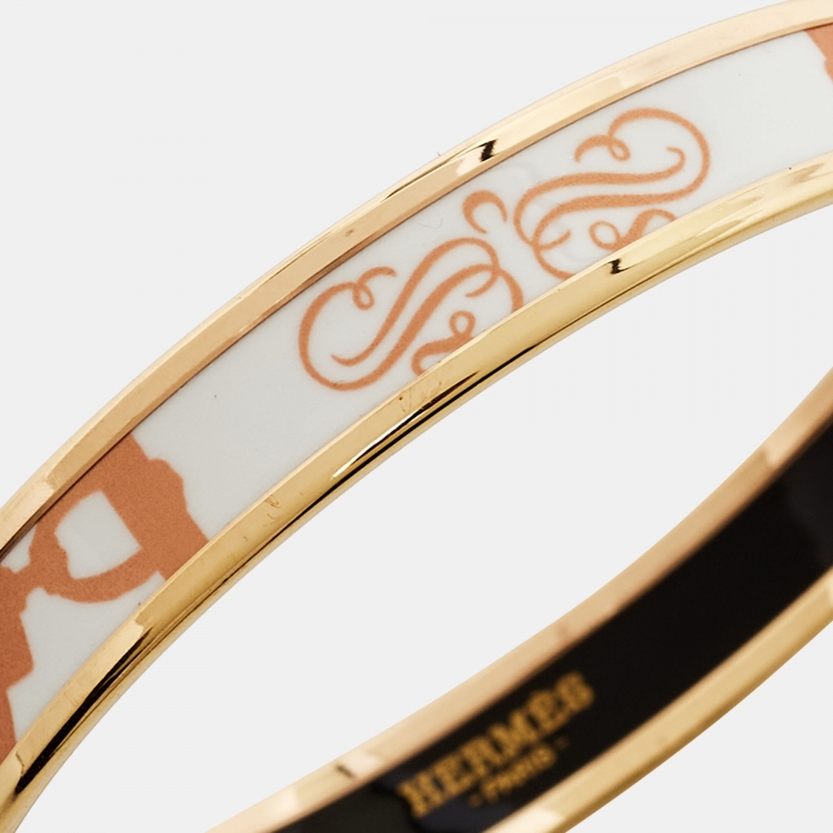 Pre Owned Hermes Brides De Gala Enamel Gold Tone Bangle Bracelet