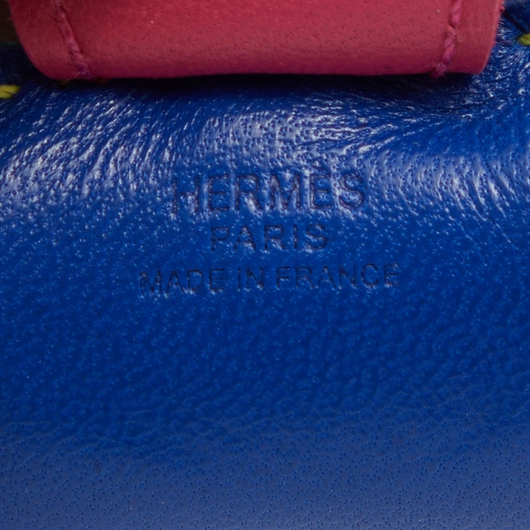 Pre Owned Hermes Bleu Electrique/Lagoon Lambskin Leather GriGri Rodeo Horse Bag Charm PM