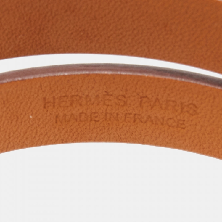 Pre Owned Hermes Mini Kelly Double Tour Orange Leather Gold Plated Bracelet