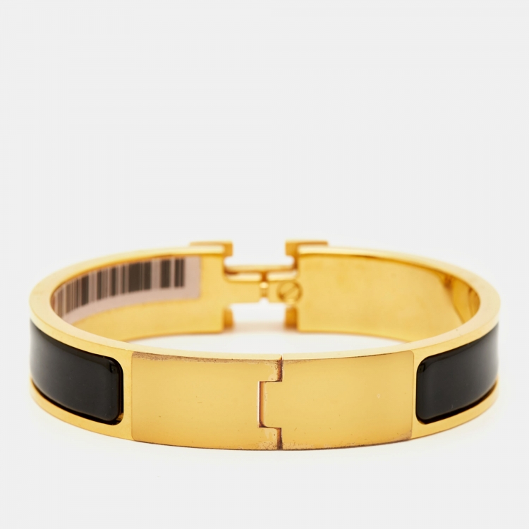 Pre Owned Hermes Clic H Enamel Gold Plated Bracelet