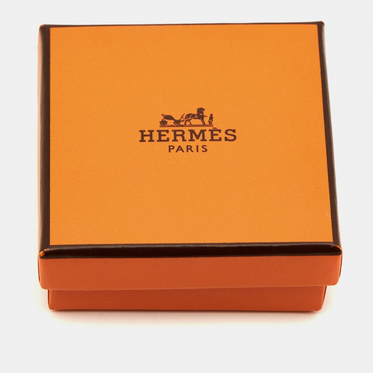 Pre Owned Hermes Pop H Pink Enamel Palladium Plated Stud Earrings