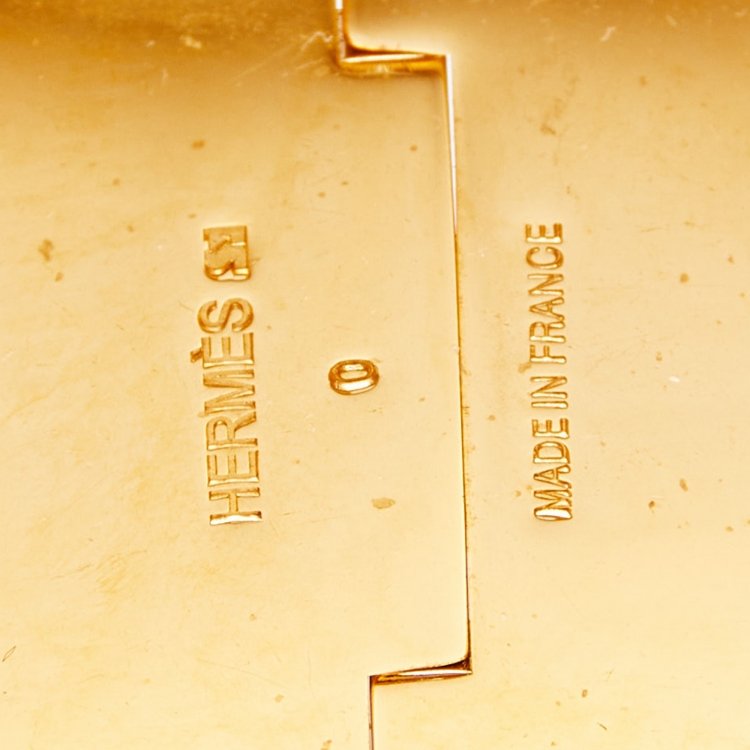 Pre Owned Hermès Clic Clac H Black Enamel Gold Plated Extra Wide Bracelet 