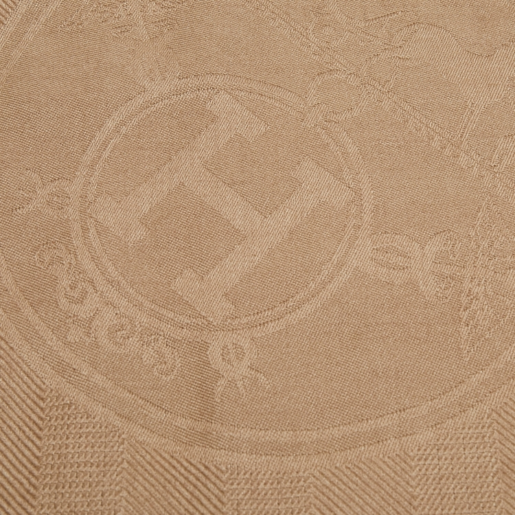 Pre Owned Hermès  Beige Patterned Cashmere Blend New Libris Stole