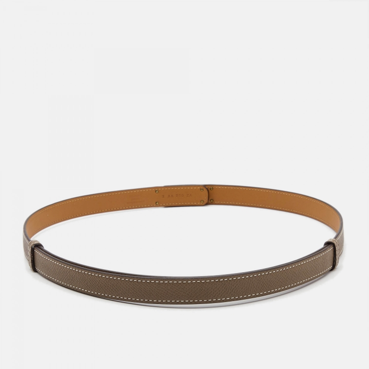 Pre Owned Hermes Taupe Epsom Leather Gold Tone Finish Kelly 18 Belt Adjustable