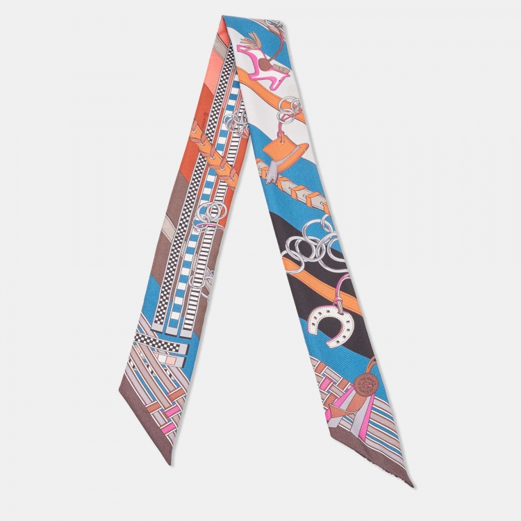 Pre Owned Hermes Multicolor Print Silk Brides et Gris-Gris Twilly