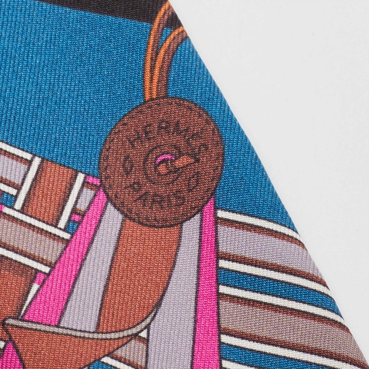Pre Owned Hermes Multicolor Print Silk Brides et Gris-Gris Twilly