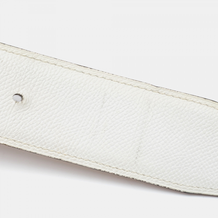 Pre Owned Hermes Blanc Epsom Leather Brushed Constance H Buckle Belt 80 CM